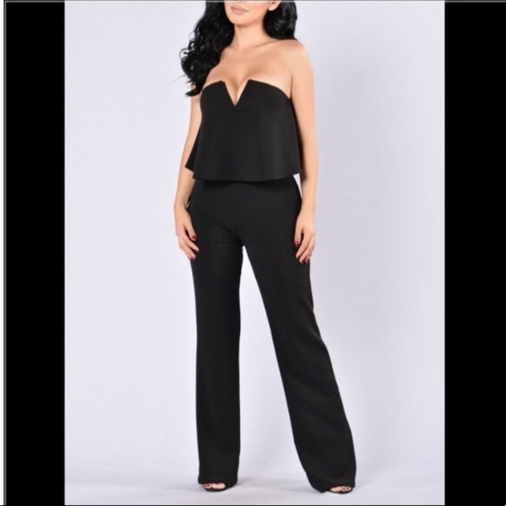 Black strapless jumpsuit